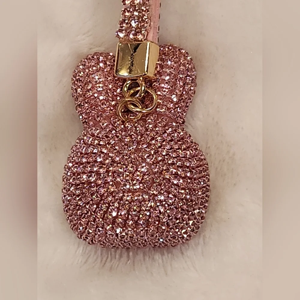 Crybaby Pink Glitter Rhinestone Bunny Keychain Bag Charm